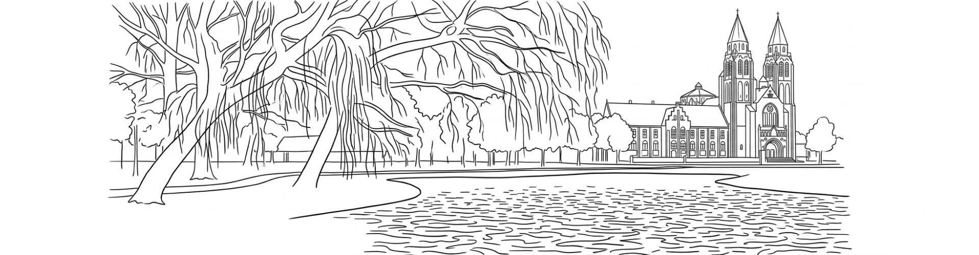 Tekening van de Brink in Laren